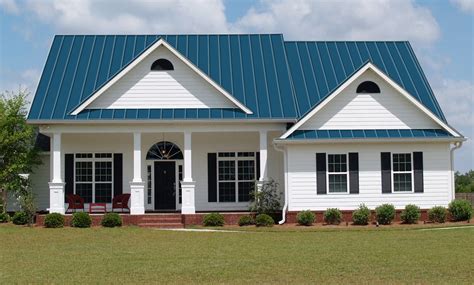 blue metal roof on white house|residential white metal roof.